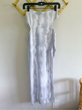NWOT Rare Indah Gray Python Print Side Cutout Bodycon Maxi Skirt | XS